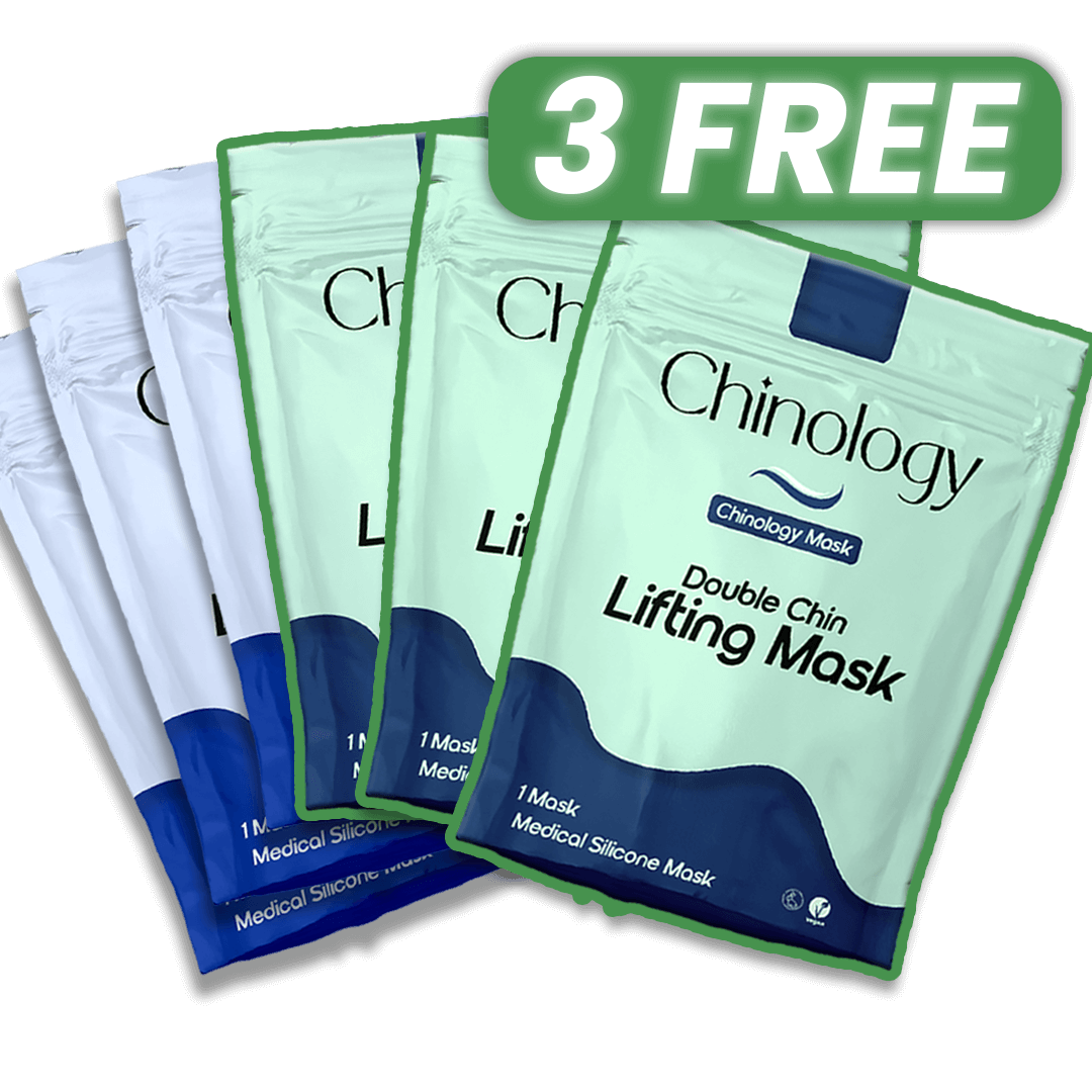 Five Chinology Lifting Mask packages with '3 Free' text overlay.
