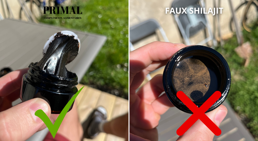 Comparison of two jars, one with dark paste and one empty, with check and cross marks.