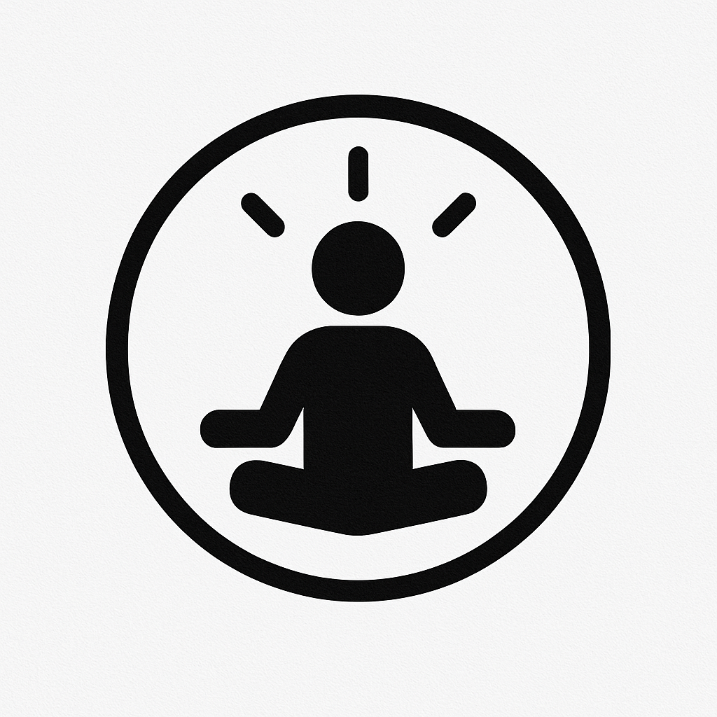 Icon of a person meditating inside a circle.
