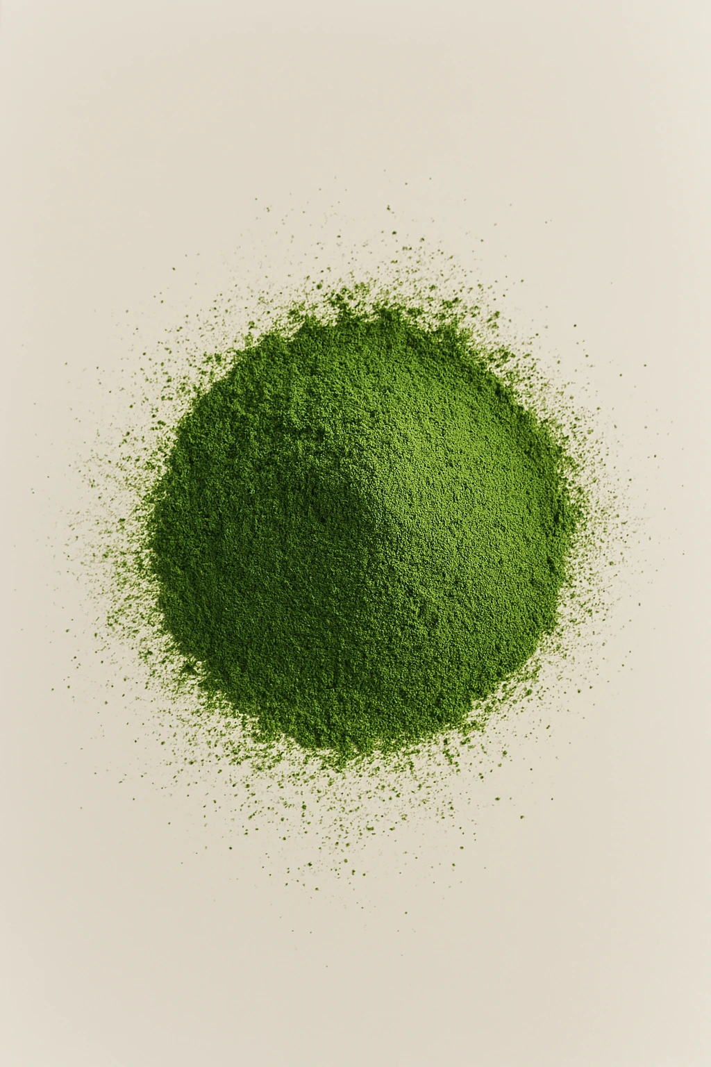 A mound of green powder on a light background.