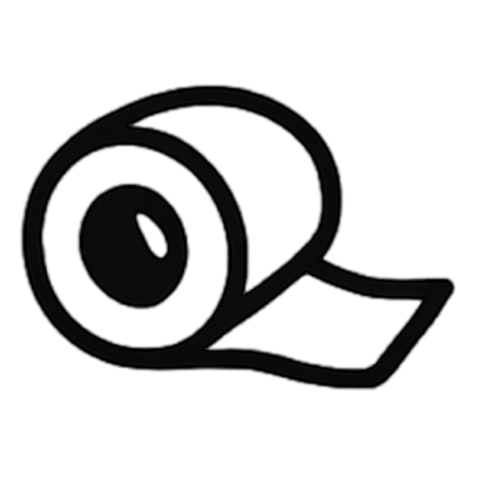 Outline of a roll of tape on a black background.