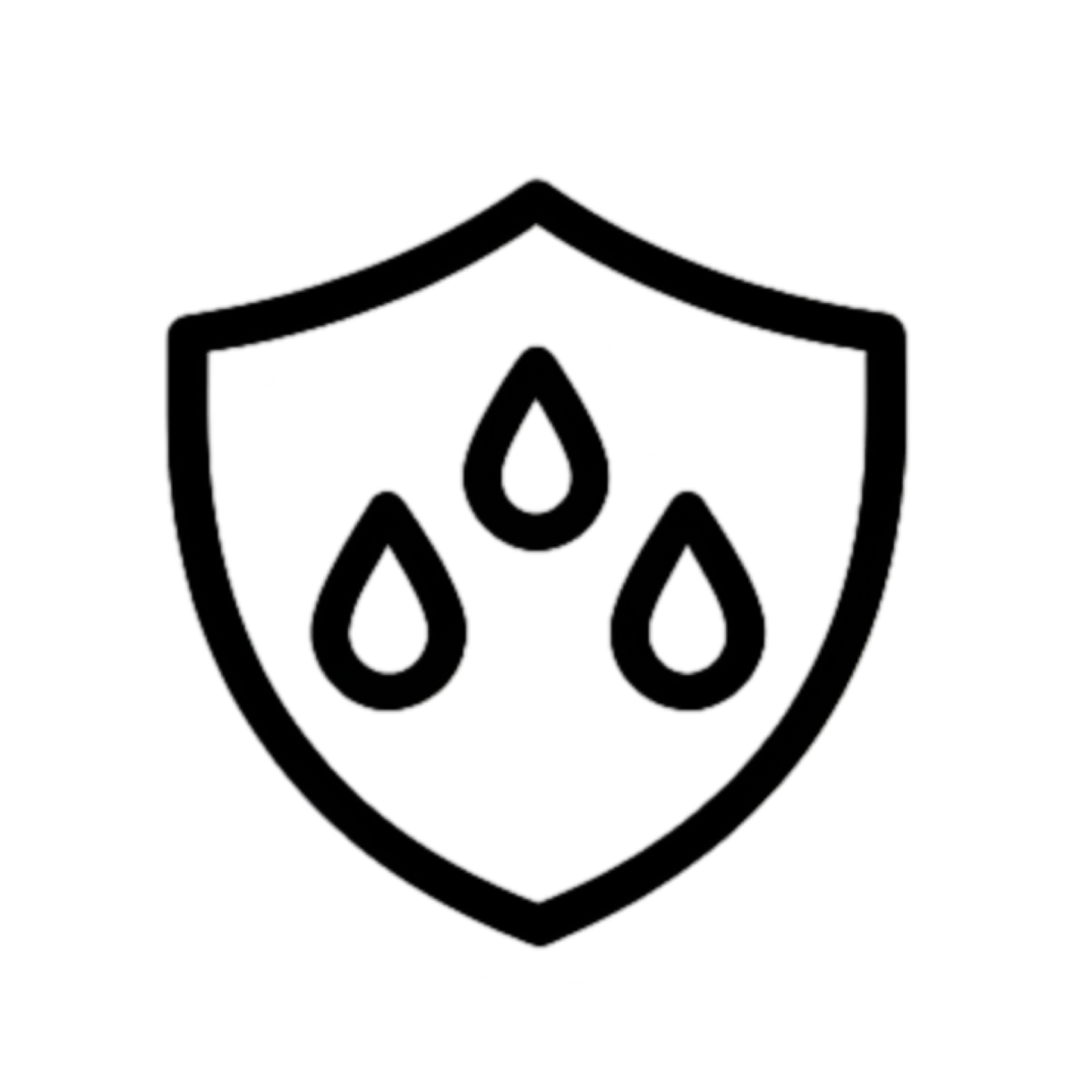 Black shield with three water droplets inside.