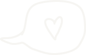White heart inside a speech bubble on a black background.
