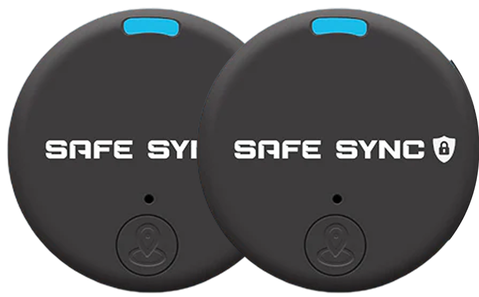 Two black circular devices labeled 'SAFE SYNC' with a blue indicator.
