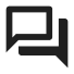 An icon of two overlapping dark grey speech bubbles.
