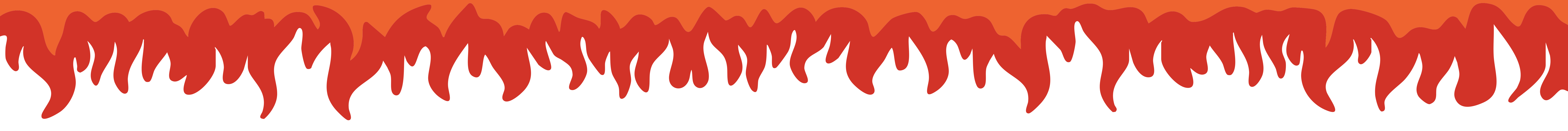A stylized banner of red and orange flames on a white background.