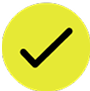 Yellow circle with a black checkmark inside.