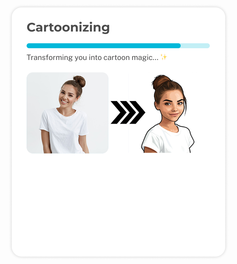 Image showing a woman transformed into a cartoon illustration.
