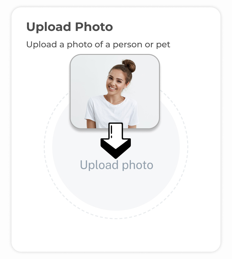 Placeholder image for uploading a photo of a person or pet.