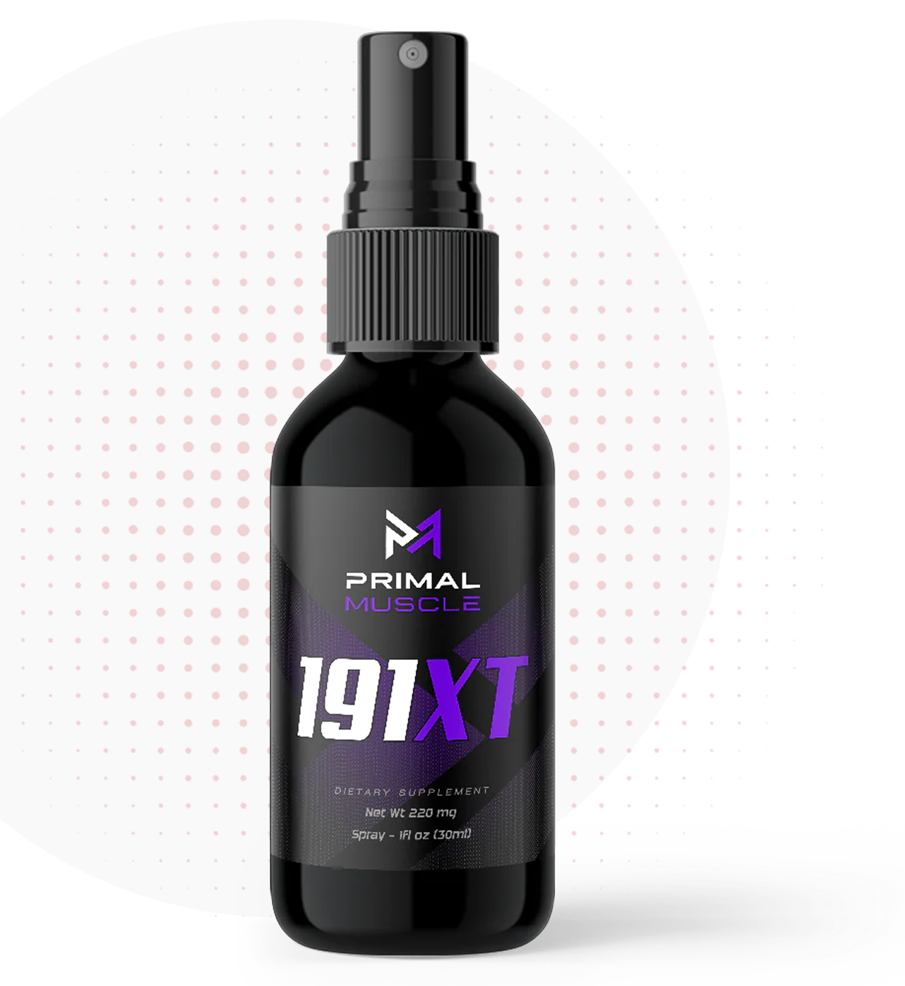 A black bottle of 191XT dietary supplement with a spray nozzle.