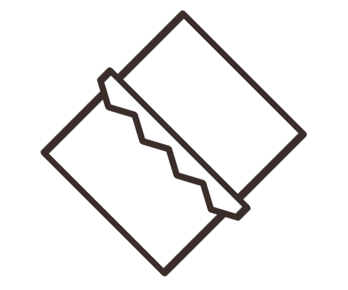 Illustration of an open chocolate wrapper with zigzag edges.