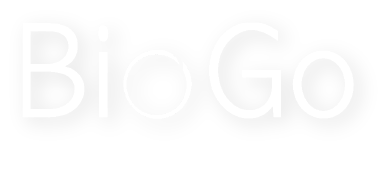 Black and white logo with the text 'BioGo'.