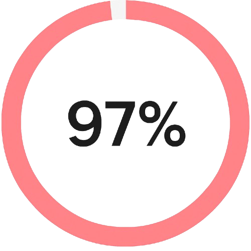 A pink circular progress bar showing 97% completion.