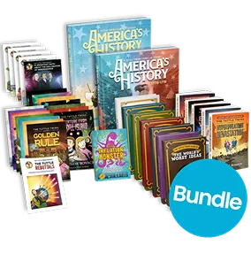 Collection of books and DVDs titled 'America's History,' labeled as a bundle.