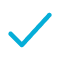 A hand-drawn blue checkmark icon on a white background.