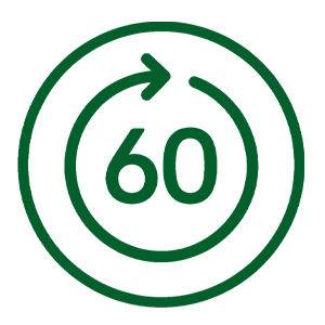 A dark green icon with the number 60 inside a circular arrow.