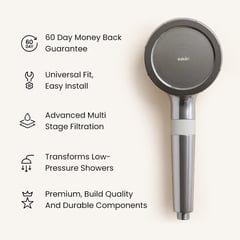 Handheld showerhead features and 60-day money-back guarantee