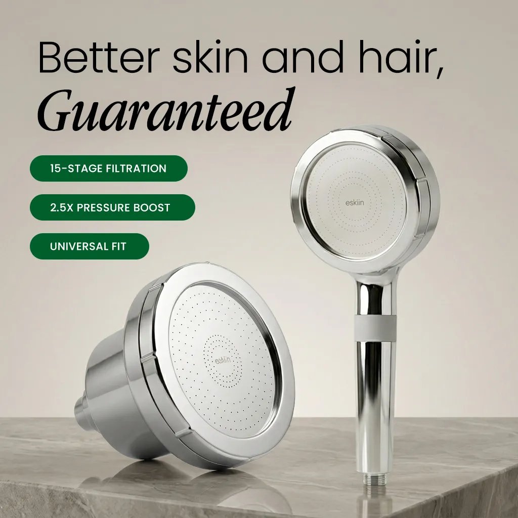 Better skin and hair, guaranteed: eskiin wall-mount and handheld showerheads