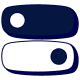 Two stacked toggle switches, one dark and one white.