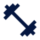 Icon of a dark blue dumbbell.