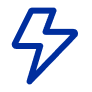 Blue lightning bolt icon on a white background.