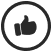 Black circle with a thumbs-up icon inside.
