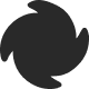 Black circular swirl on a white background.