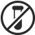 A black circle with a diagonal line over a test tube icon.