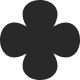 Black four-leaf clover icon on a transparent background.
