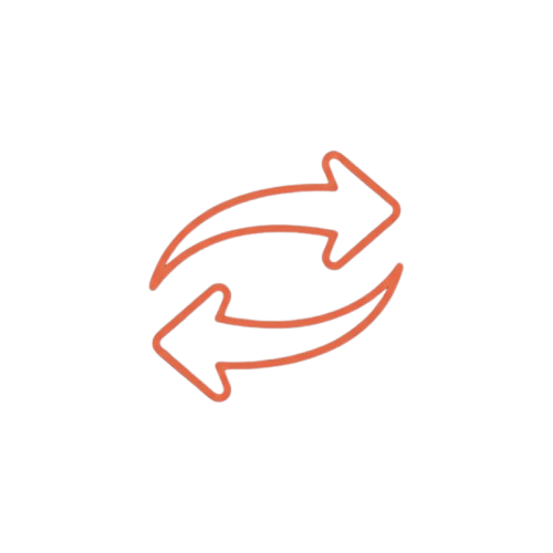 An icon of two curved orange arrows forming a loop on a black background.