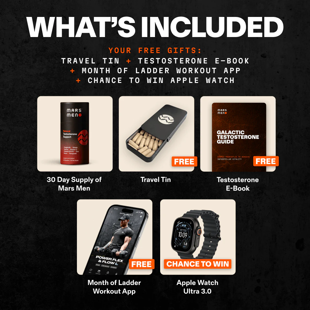 What's included: supplements, travel tin, e-book, app, and chance to win an Apple Watch.