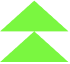 Two bright green triangles stacked vertically, pointing upwards on a white background.