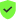 A glowing green shield icon with a black, pixelated checkmark in the center.