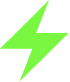 A bright green, stylized lightning bolt icon.