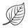 Simple black and white line drawing of a leaf.
