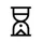 Simple black and white hourglass icon.