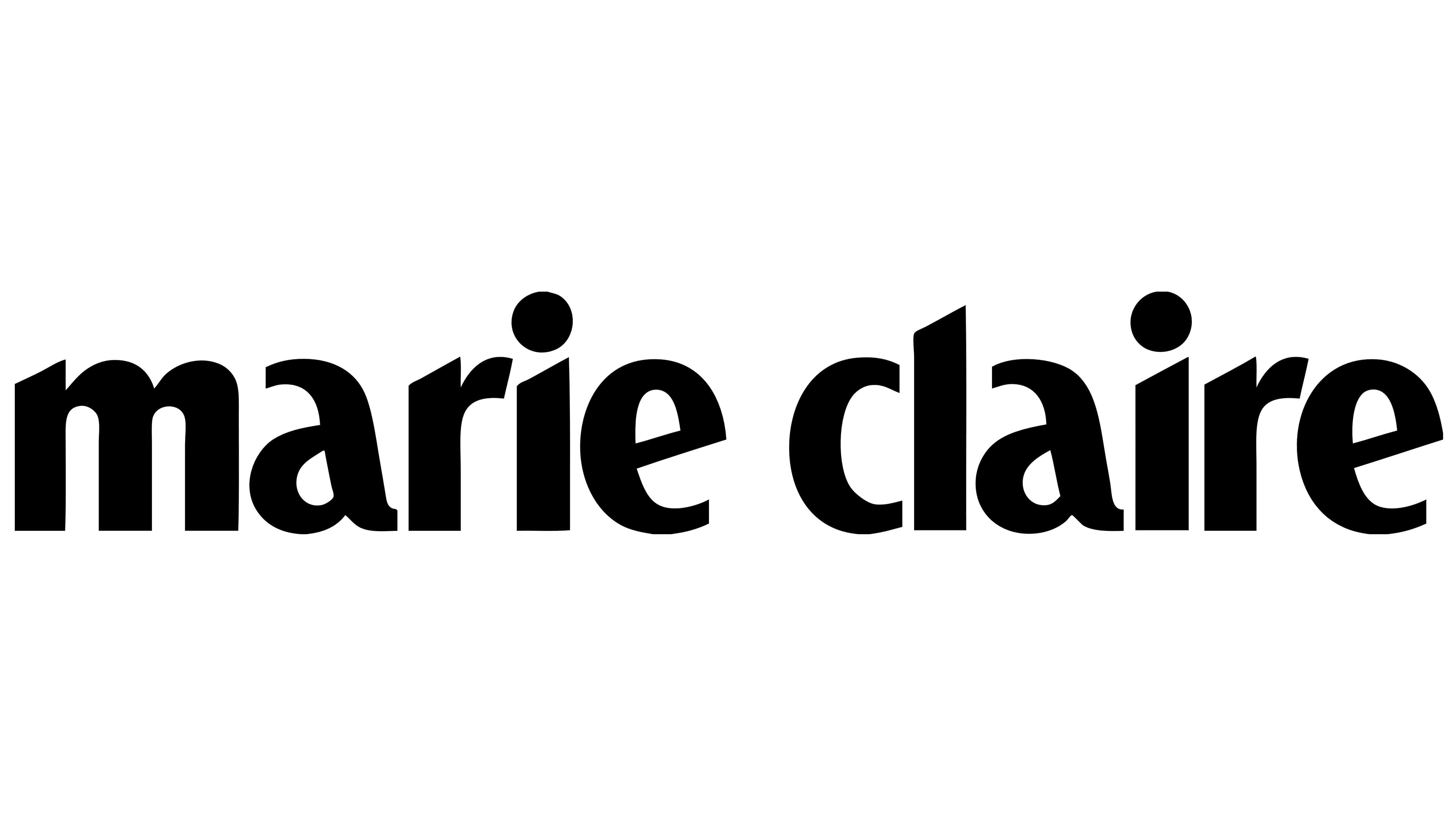 'Marie Claire magazine logo in black text on a white background.'