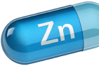 Blue capsule with 'Zn' written on it.