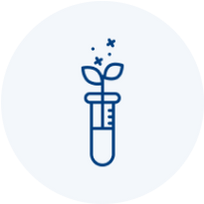A line icon of a plant with sparkles growing out of a test tube.