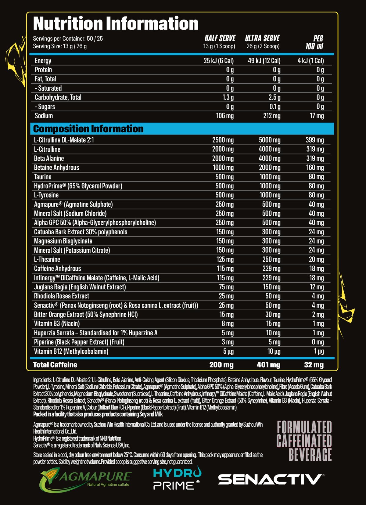 Nutrition information, Blue Raspberry