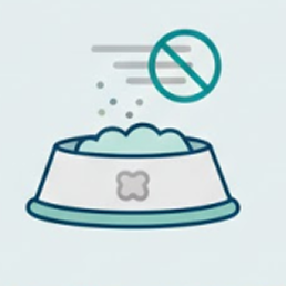 Illustration of a pet bowl with a prohibition symbol above it.
