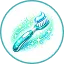 A circular icon of a teal toothbrush with toothpaste on the bristles, surrounded by sparkles.