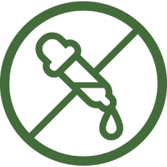 A dark green circular icon showing an eyedropper with a drop crossed out.