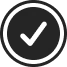 A black circle with a white checkmark inside.