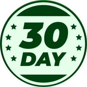 Green circular badge with '30 Day' text and stars.