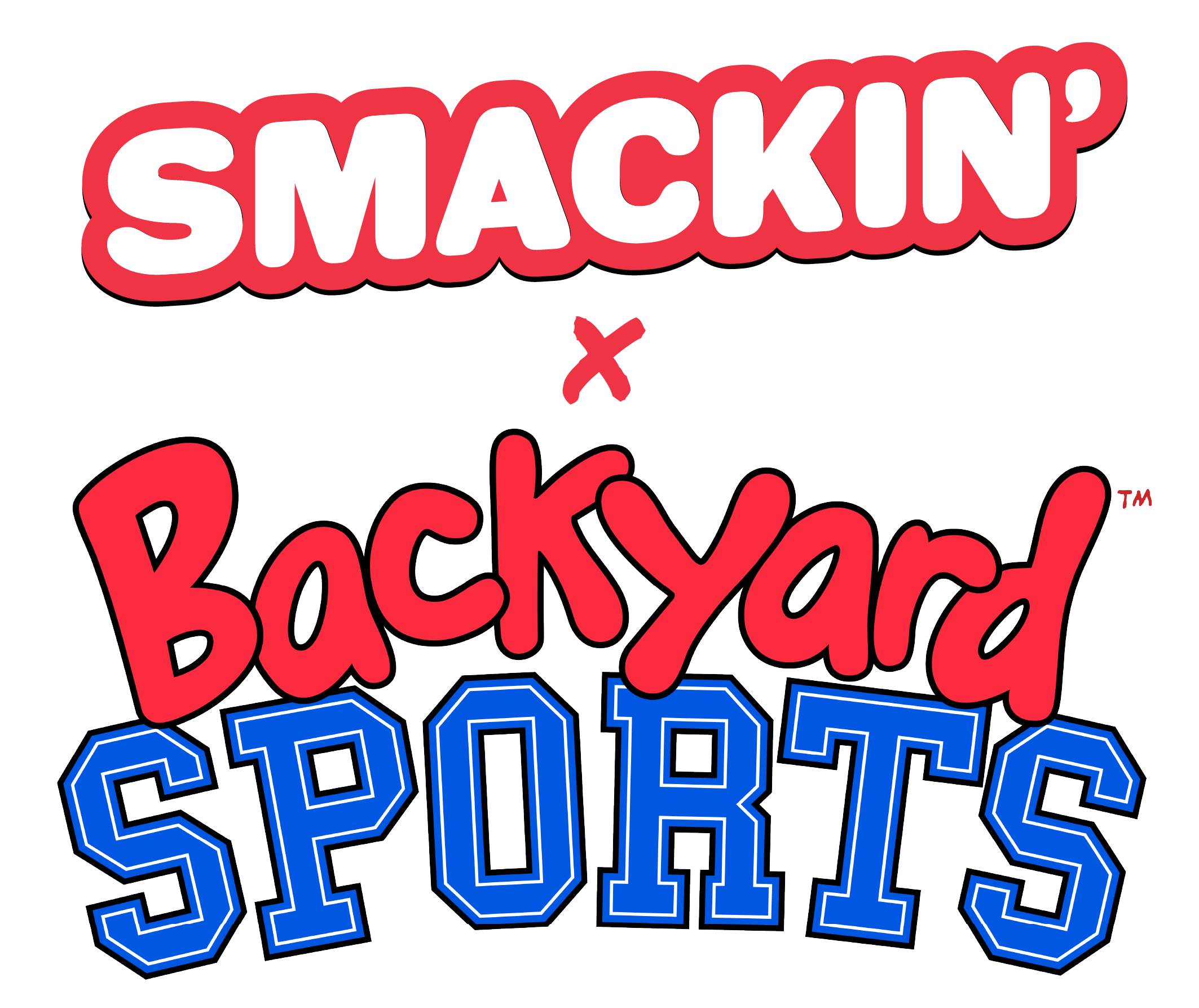 Logo with text 'Smackin' x Backyard Sports' in red and blue.