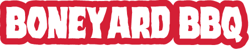 'BONEYARD BBQ' in bold, white text with red outline.