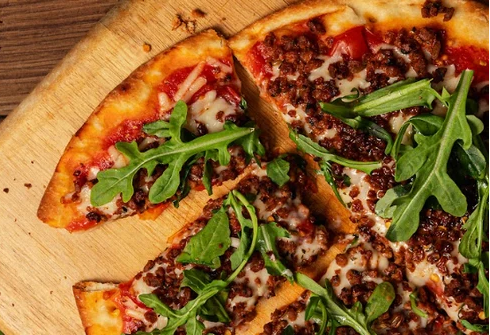 Flatbread pizza with The Better Butchers Grounds.