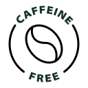 Circular label with 'Caffeine Free' text.