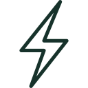 Simple black lightning bolt icon on a white background.